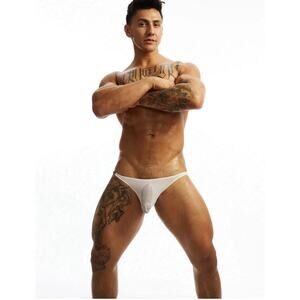 NEW N2N Bodywear Men Tikini X Micro Swim Bikini Mesh See Thru Color White Medium